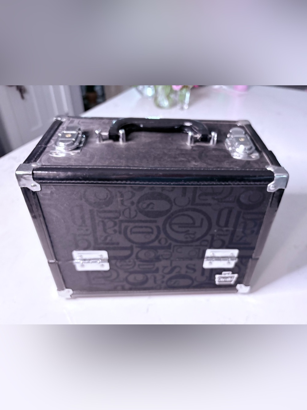 Black Caboodle Patterned Make Up Case w/Metal Hardware & Keys